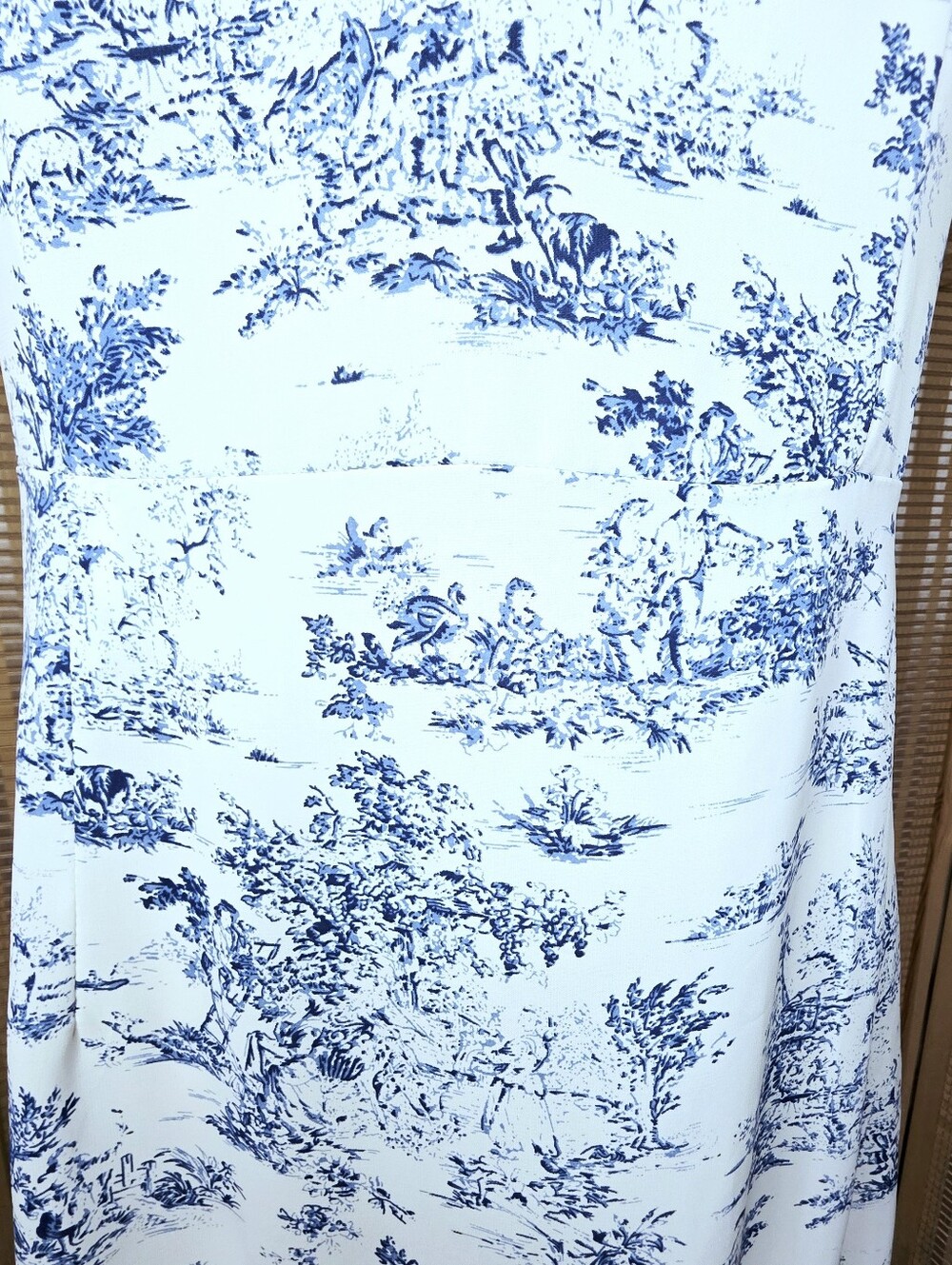 Blue White Toile Flowy Maxi Dress Ruffles Cottagecore , Size XL - Picture 5 of 9